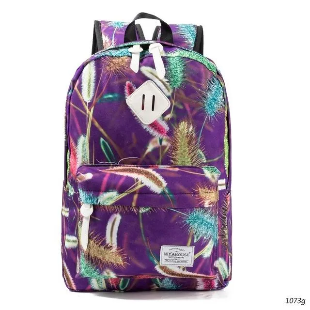Unique Printing Floral Canvas Women Backpack On Sale