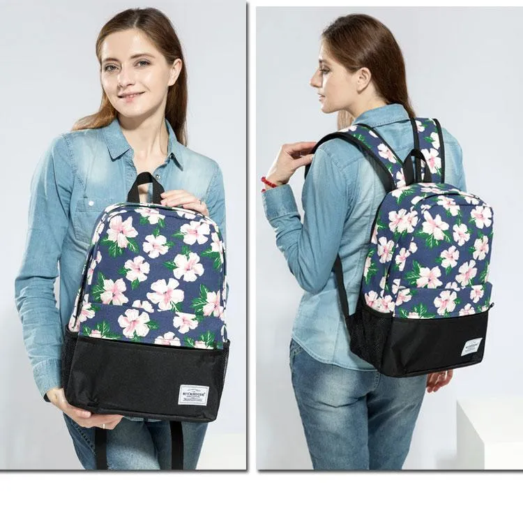 Unique Printing Floral Canvas Women Backpack On Sale