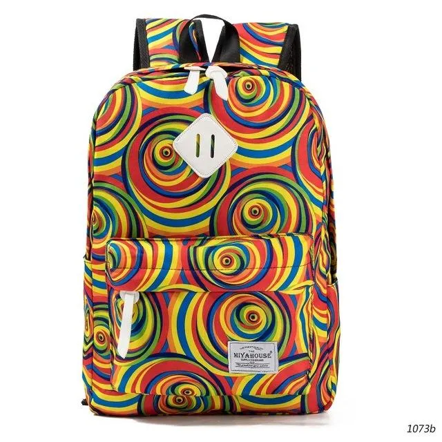 Unique Printing Floral Canvas Women Backpack On Sale