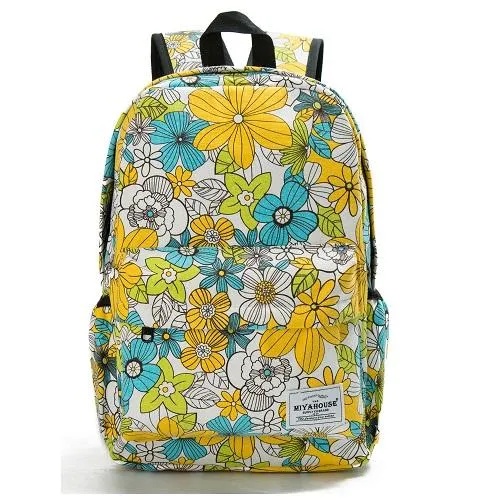 Unique Printing Floral Canvas Women Backpack On Sale