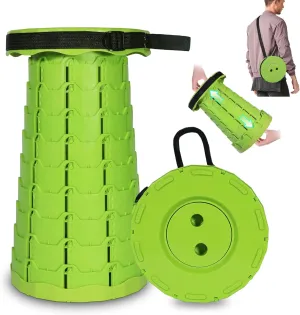 Upgrade Collapsible Stool, Thickened Foldable Stool, Portable Folding Seat, Adjustable Height Retractable for Fishing, Hiking, Camping, BBQ, Parties, Outdoor Activities, Fruit Green