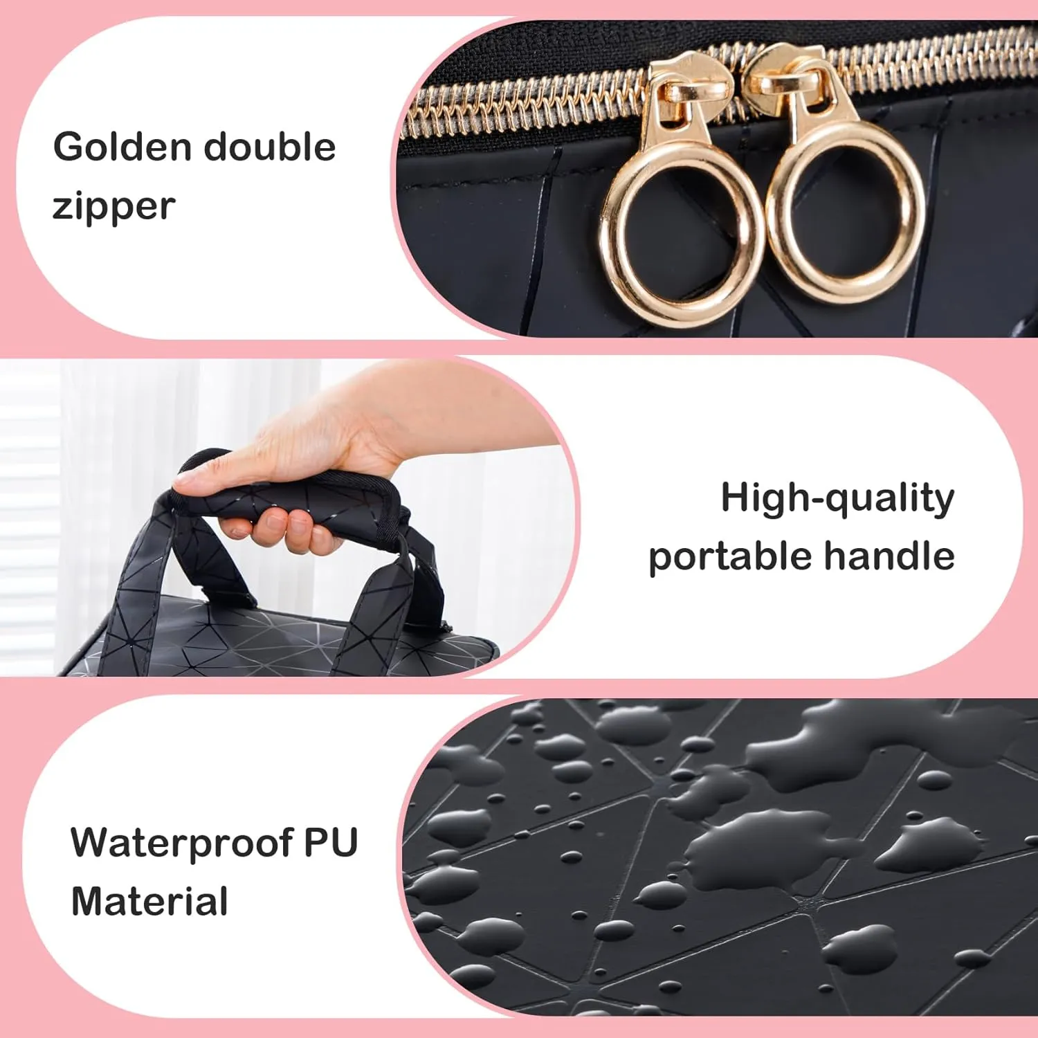 Uross Nail Polish Organizer Bag Holds 60 Bottles Nail Polish & Nail Kit -Nail Polish Storage Organizer Nail Polish Bag Nail Supplies Organizer Case for nail tech - Black