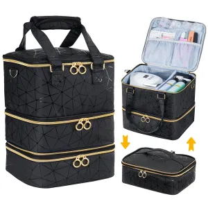 Uross Nail Polish Organizer Bag Holds 60 Bottles Nail Polish & Nail Kit -Nail Polish Storage Organizer Nail Polish Bag Nail Supplies Organizer Case for nail tech - Black