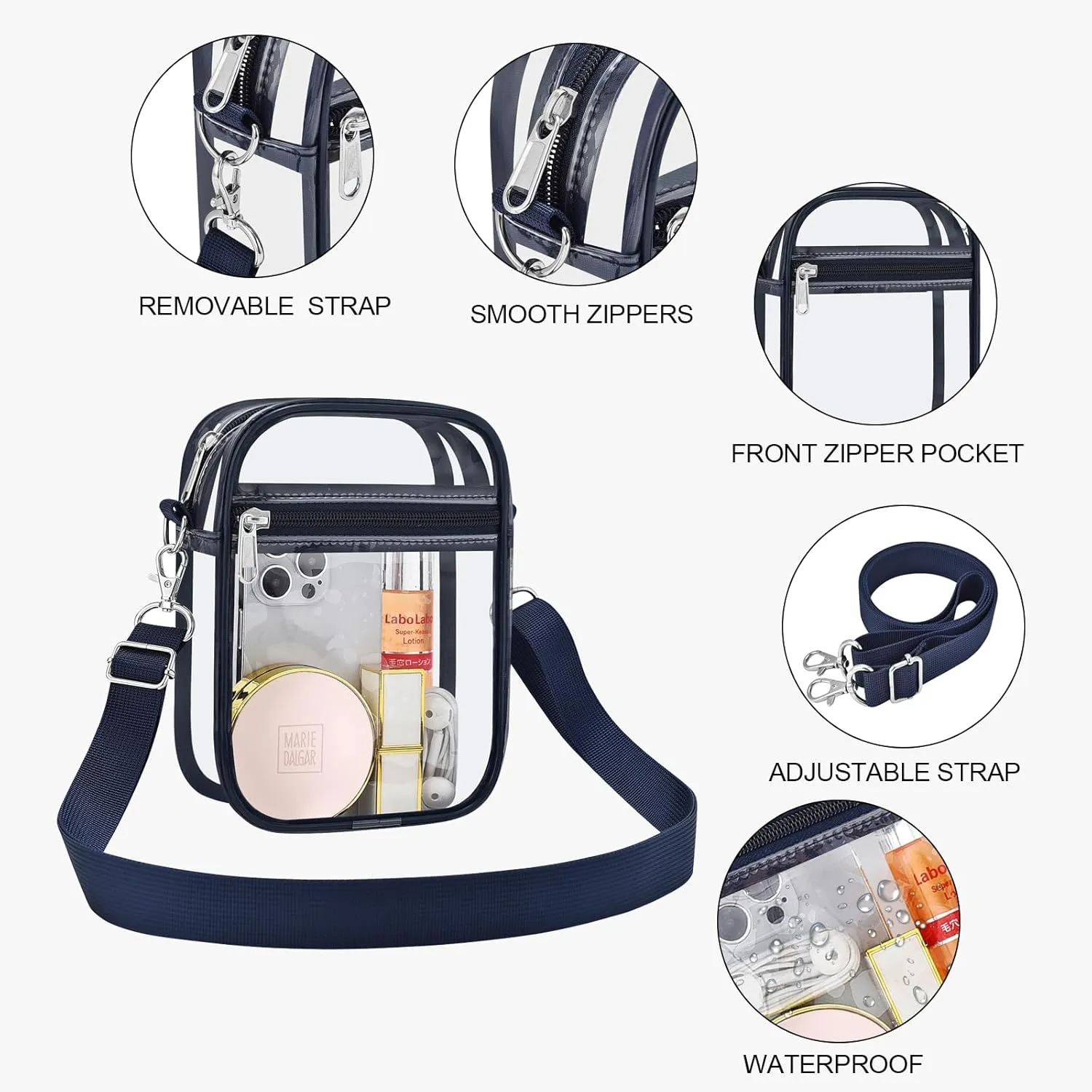 USPECLARE Clear Purse Stadium Approved CrossBody Bag for Men and Women