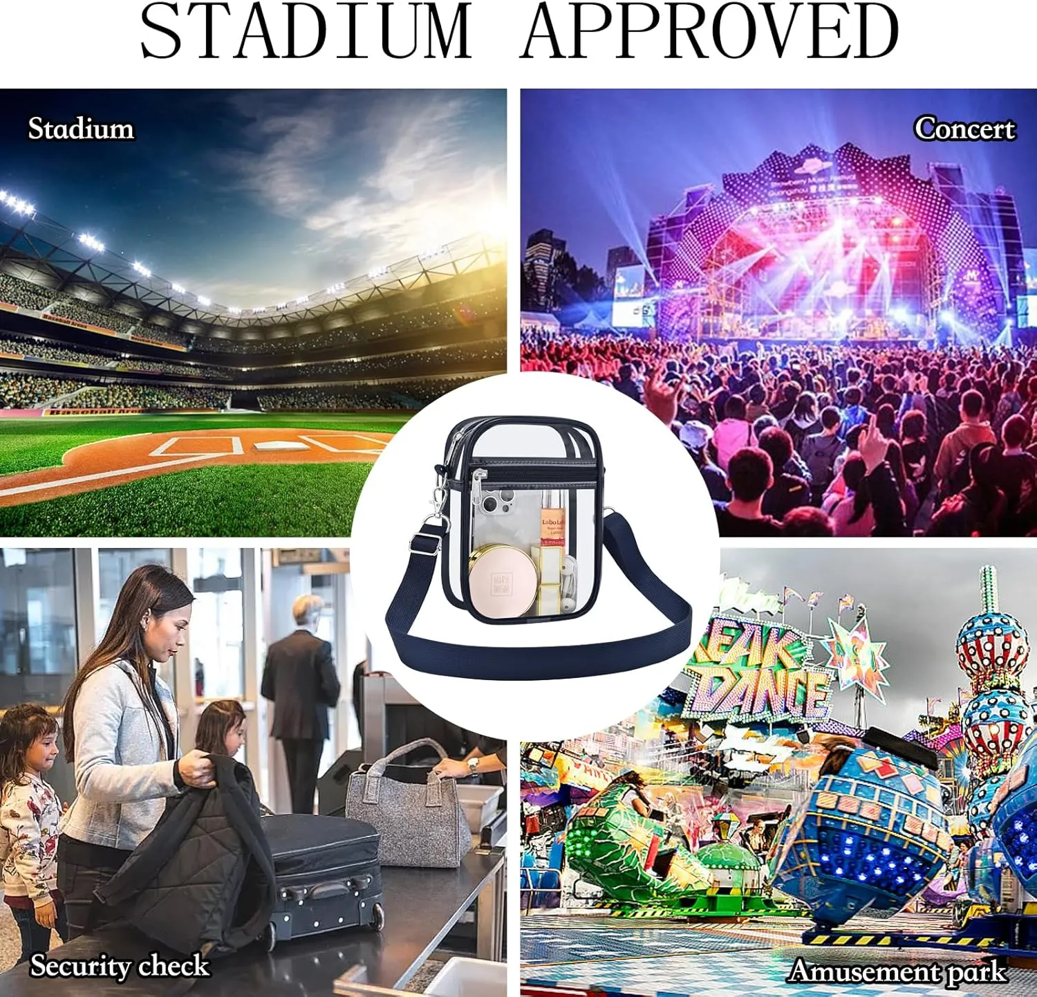 USPECLARE Clear Purse Stadium Approved CrossBody Bag for Men and Women