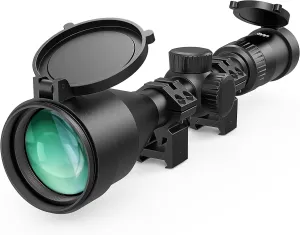 UUQ VibeShield Rifle Scope with Mil-dot Reticle - Shockproof SFP Optics for Hunting and Airsoft, Fit Large Caliber & High Recoil Guns, FMC Green Lens, 1-Inch Tube, Includes 20mm Mounts