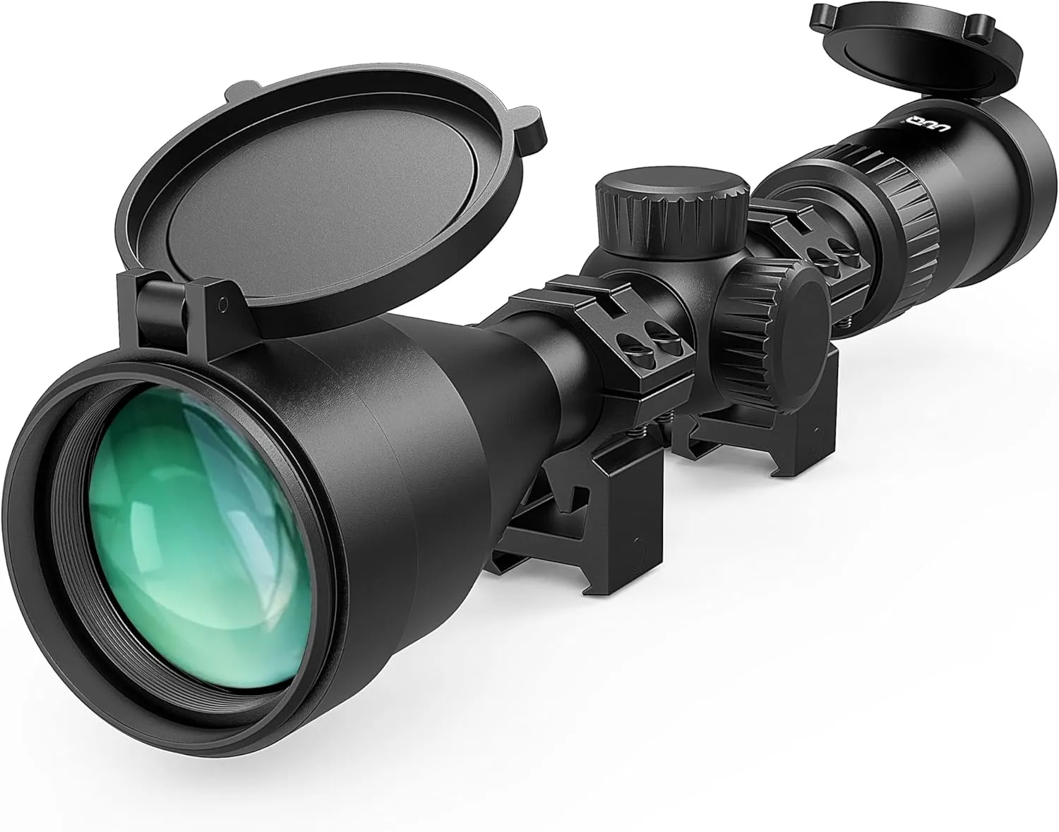 UUQ VibeShield Rifle Scope with Mil-dot Reticle - Shockproof SFP Optics for Hunting and Airsoft, Fit Large Caliber & High Recoil Guns, FMC Green Lens, 1-Inch Tube, Includes 20mm Mounts