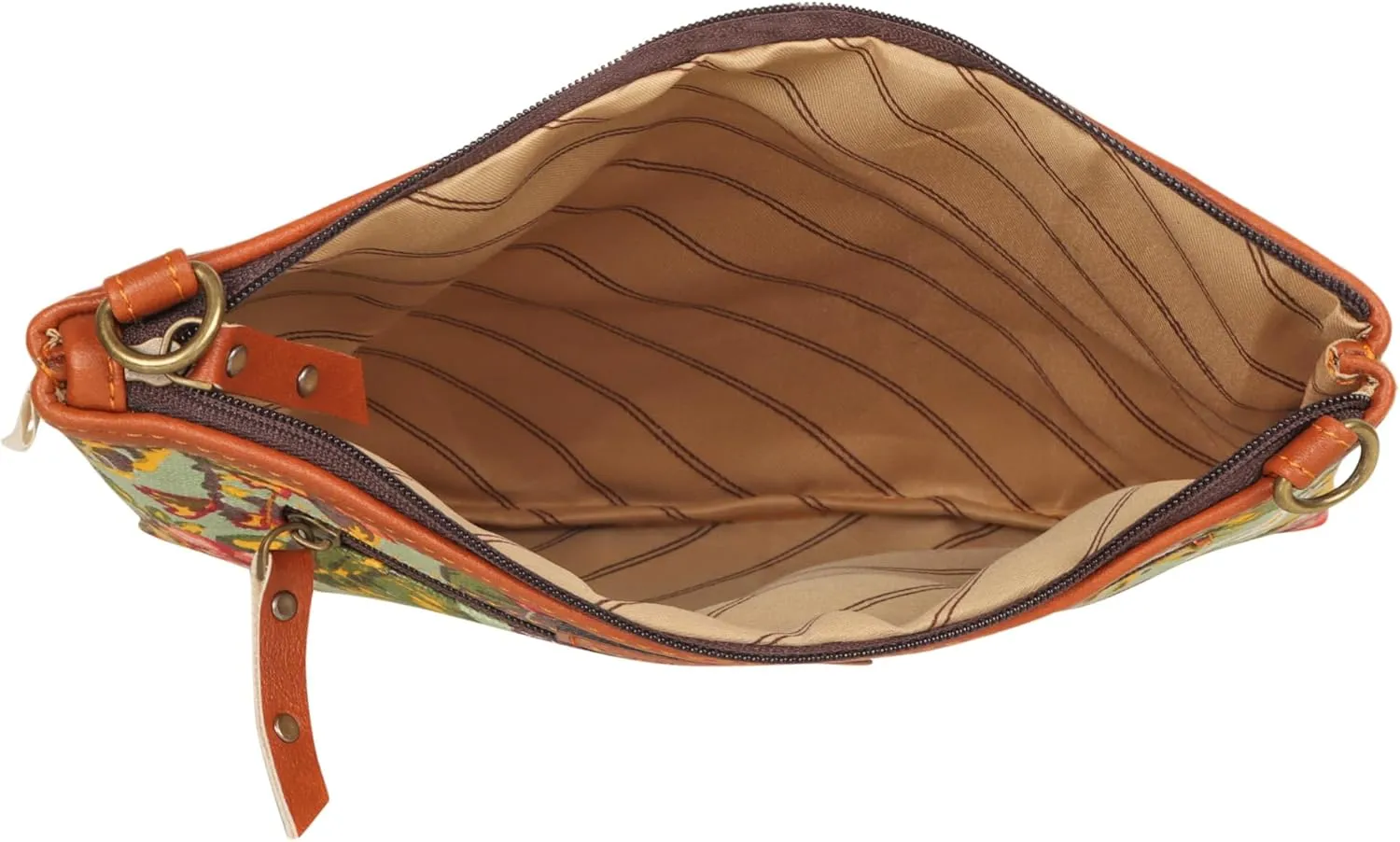 Vaan & Co. Grayson Wide Crossbody Bag – Upcycled Genuine Leather Purse with Top Flap & Tassel