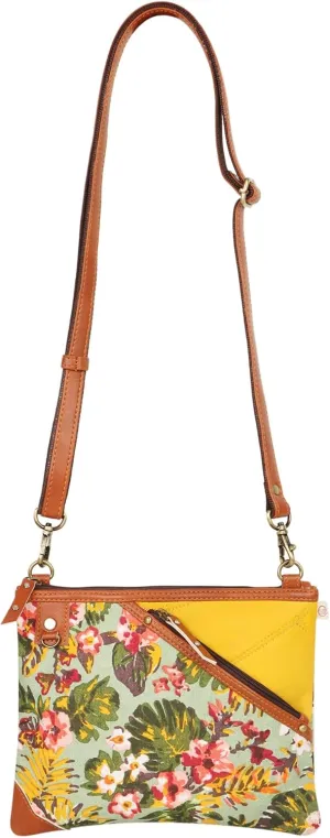 Vaan & Co. Grayson Wide Crossbody Bag – Upcycled Genuine Leather Purse with Top Flap & Tassel