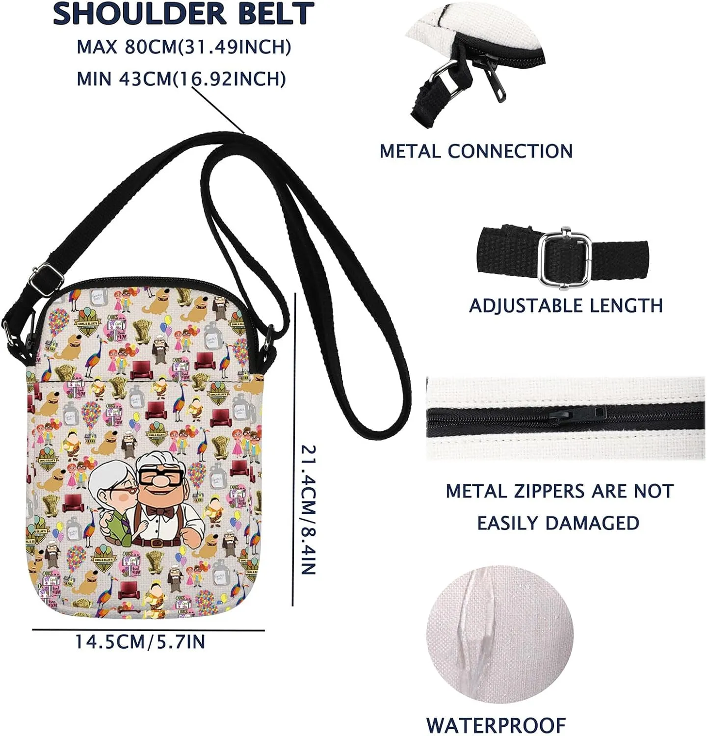 VAMSII Crossbody Bag Movie Merch Carl And Ellie Gift Inspired