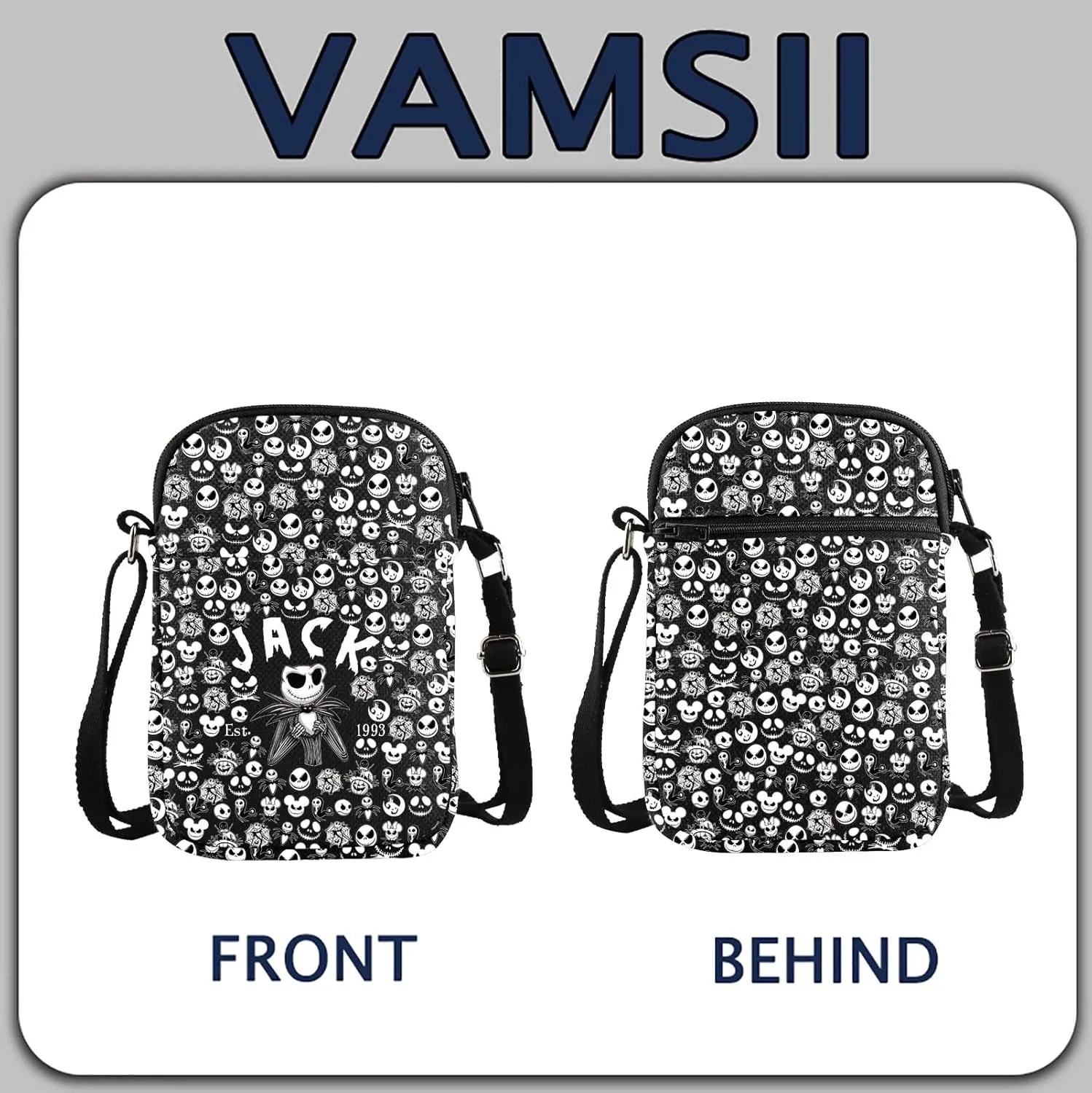 VAMSII The Nightmare Before Inspired Crossbody Bag Nightmare Horror Movie Fans Merch