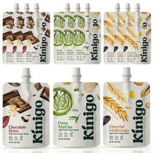 vegan high protein powder for meal replacement shake with Korean drinks flavor misugaru, matcha, and chocolate - great for plant protein shakes, breakfast drink 14 1 Pouches 5 of each flavor (3 Flavor Sampler)