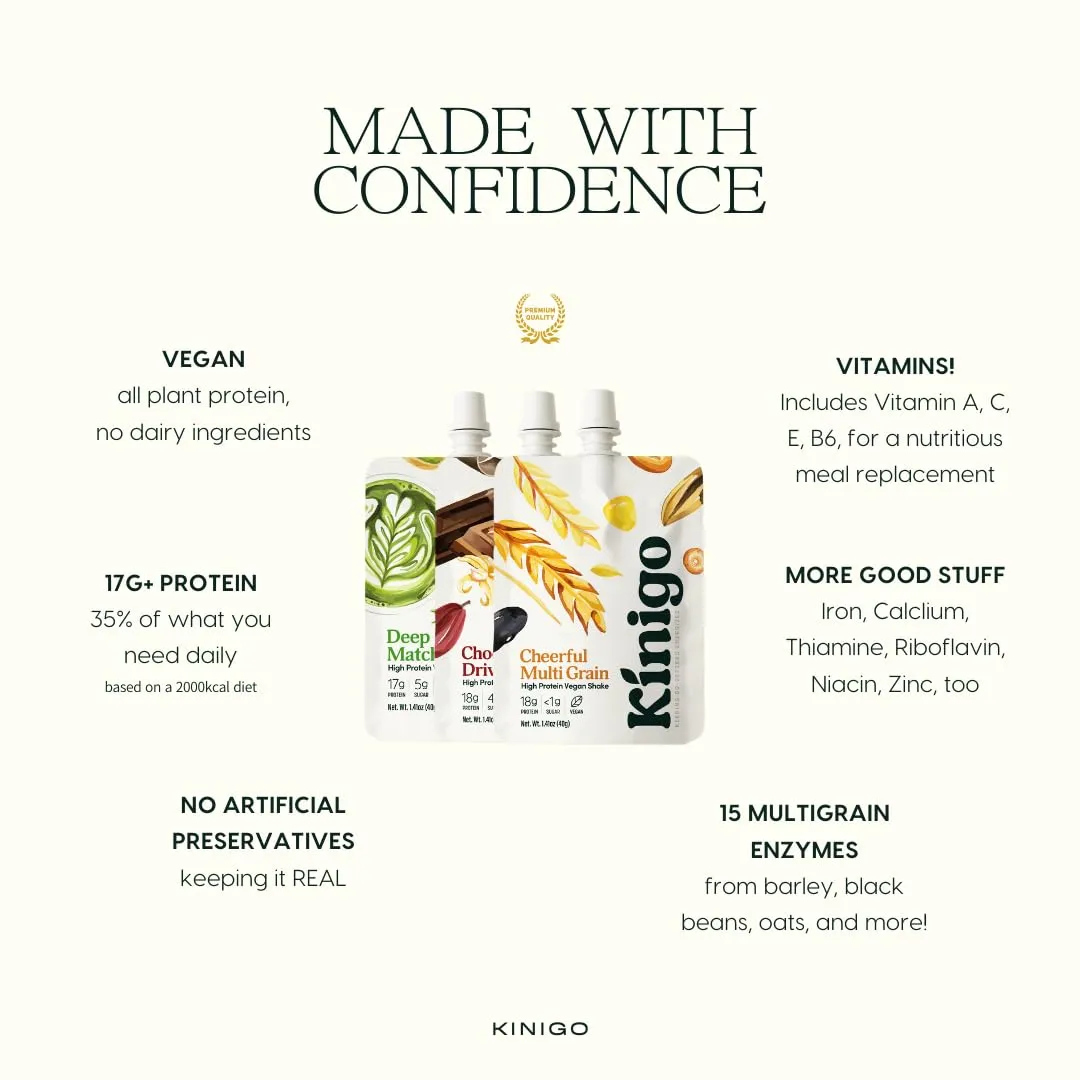 vegan high protein powder for meal replacement shake with Korean drinks flavor misugaru, matcha, and chocolate - great for plant protein shakes, breakfast drink 14 1 Pouches 5 of each flavor (3 Flavor Sampler)