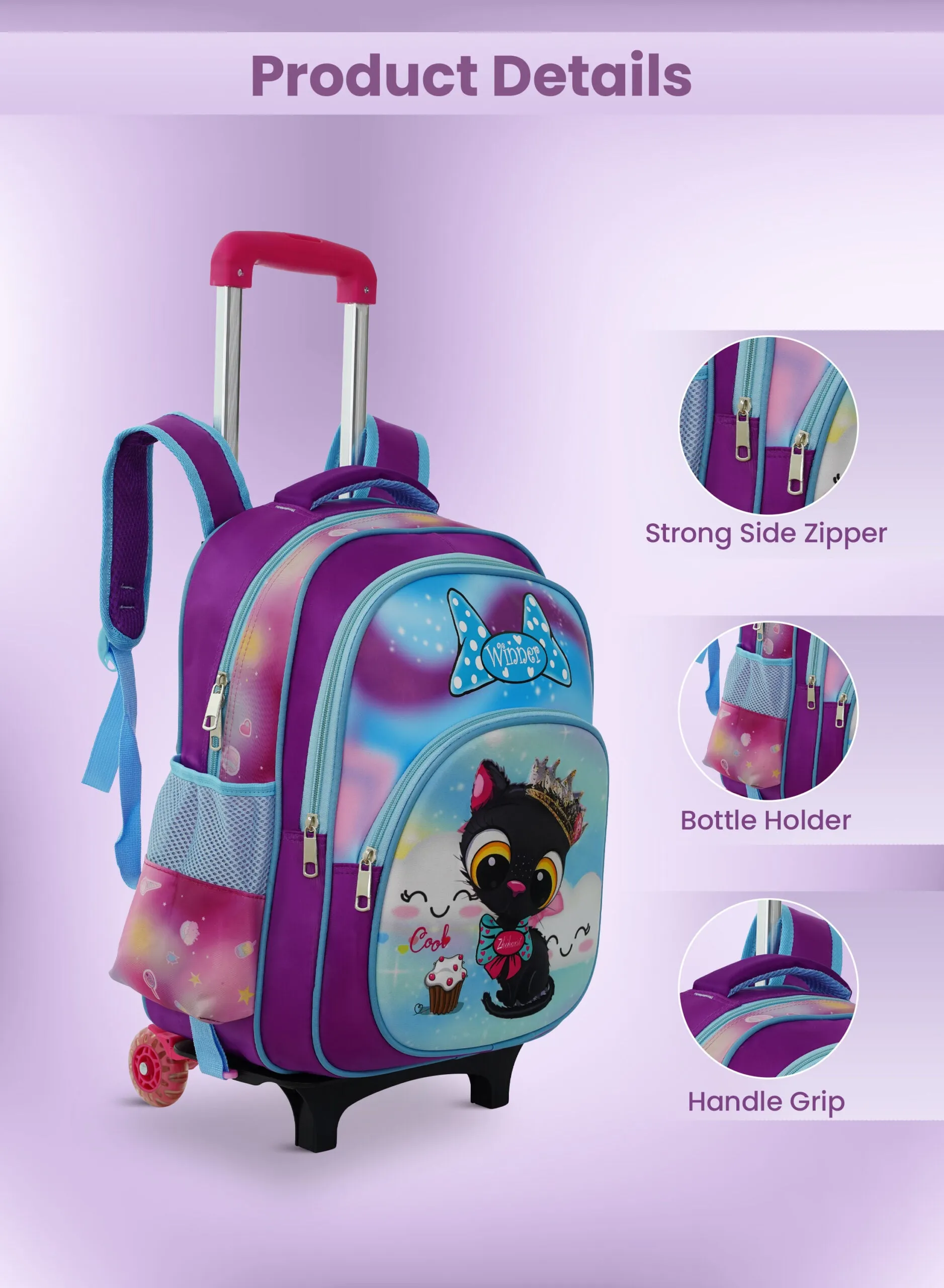Versatile 3-Piece School Bag Set: Backpack with Trolley, Lunch Box, and Pencil Case