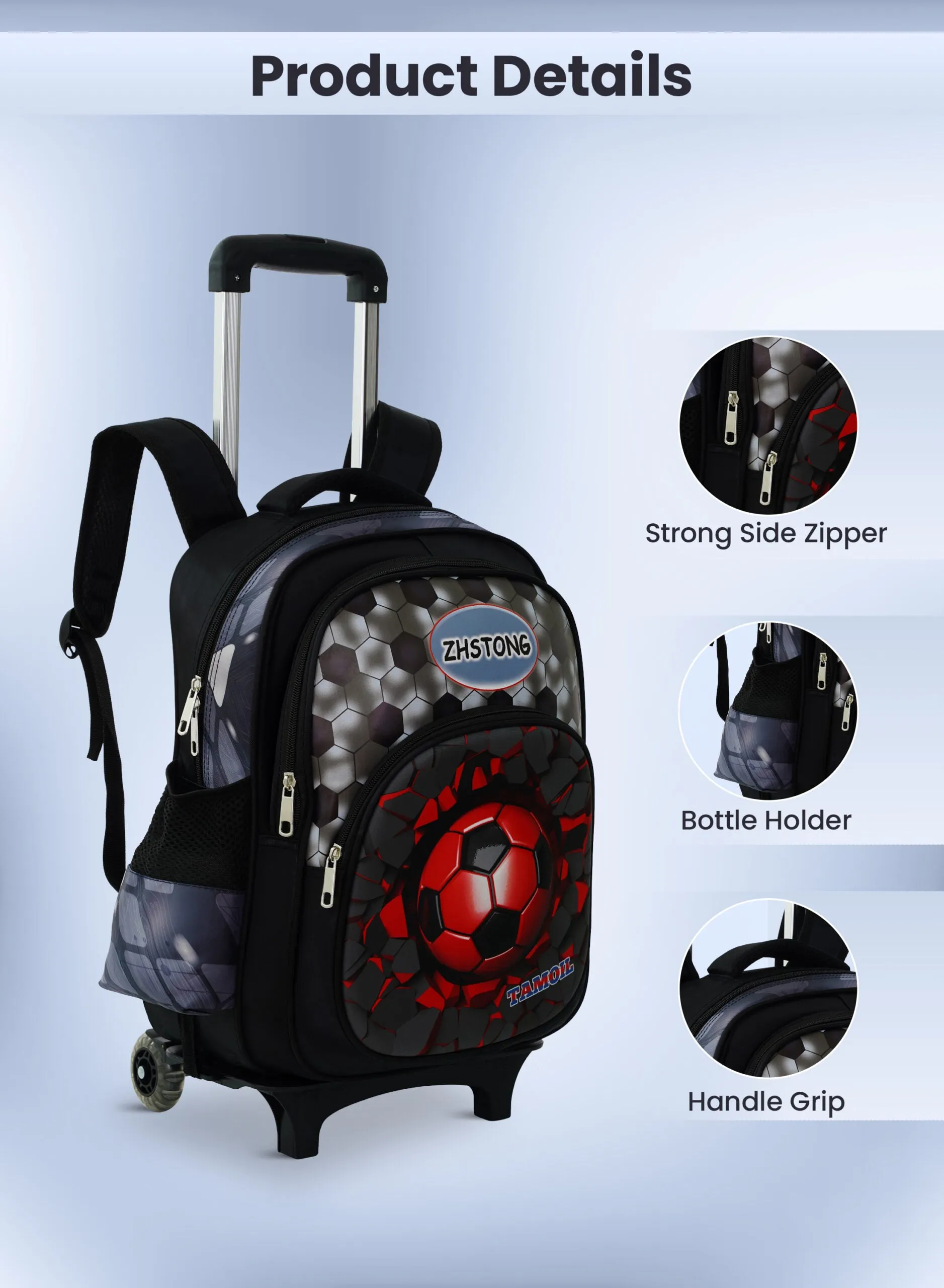 Versatile 3-Piece School Bag Set: Backpack with Trolley, Lunch Box, and Pencil Case