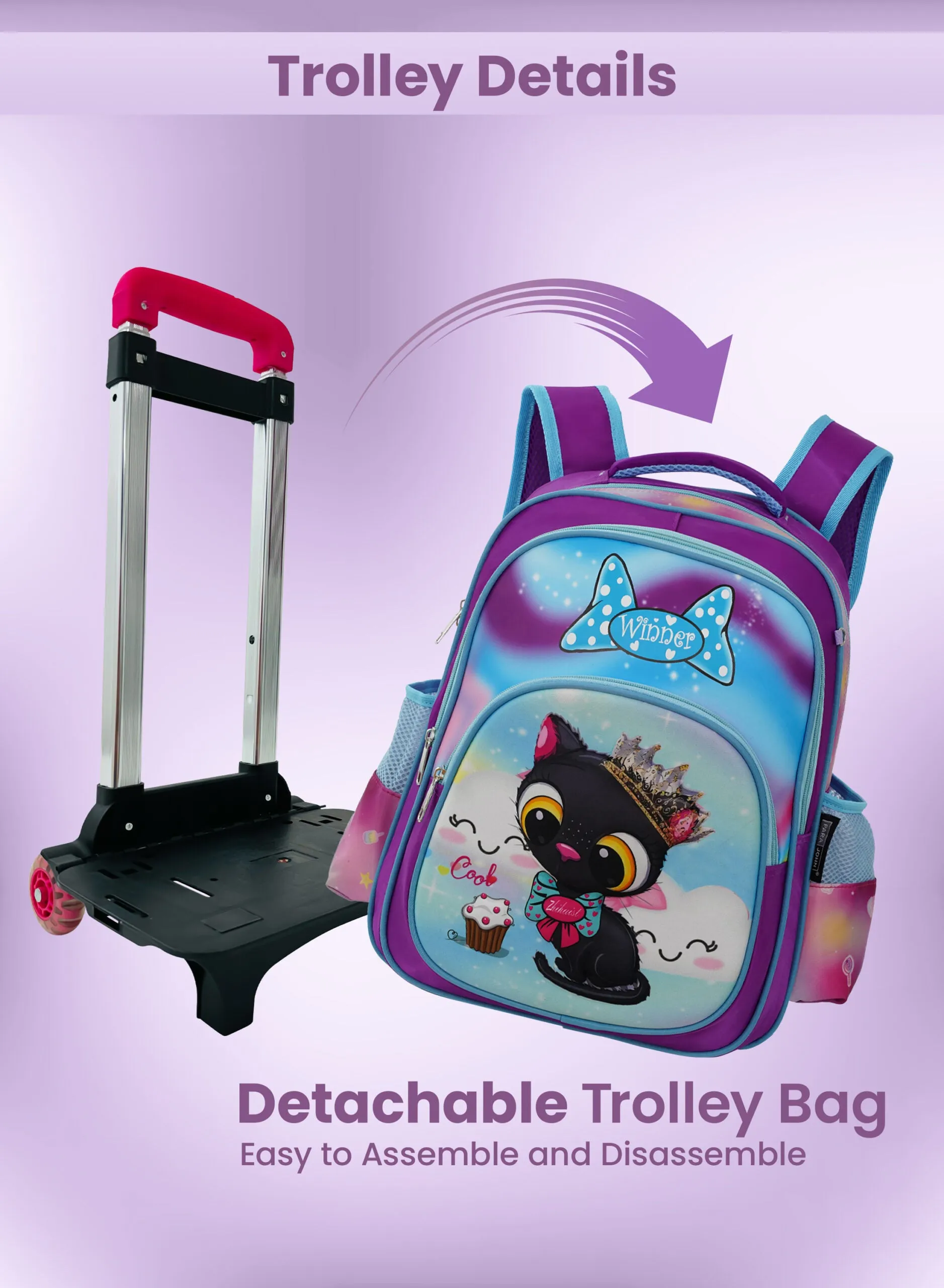 Versatile 3-Piece School Bag Set: Backpack with Trolley, Lunch Box, and Pencil Case