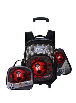 Versatile 3-Piece School Bag Set: Backpack with Trolley, Lunch Box, and Pencil Case