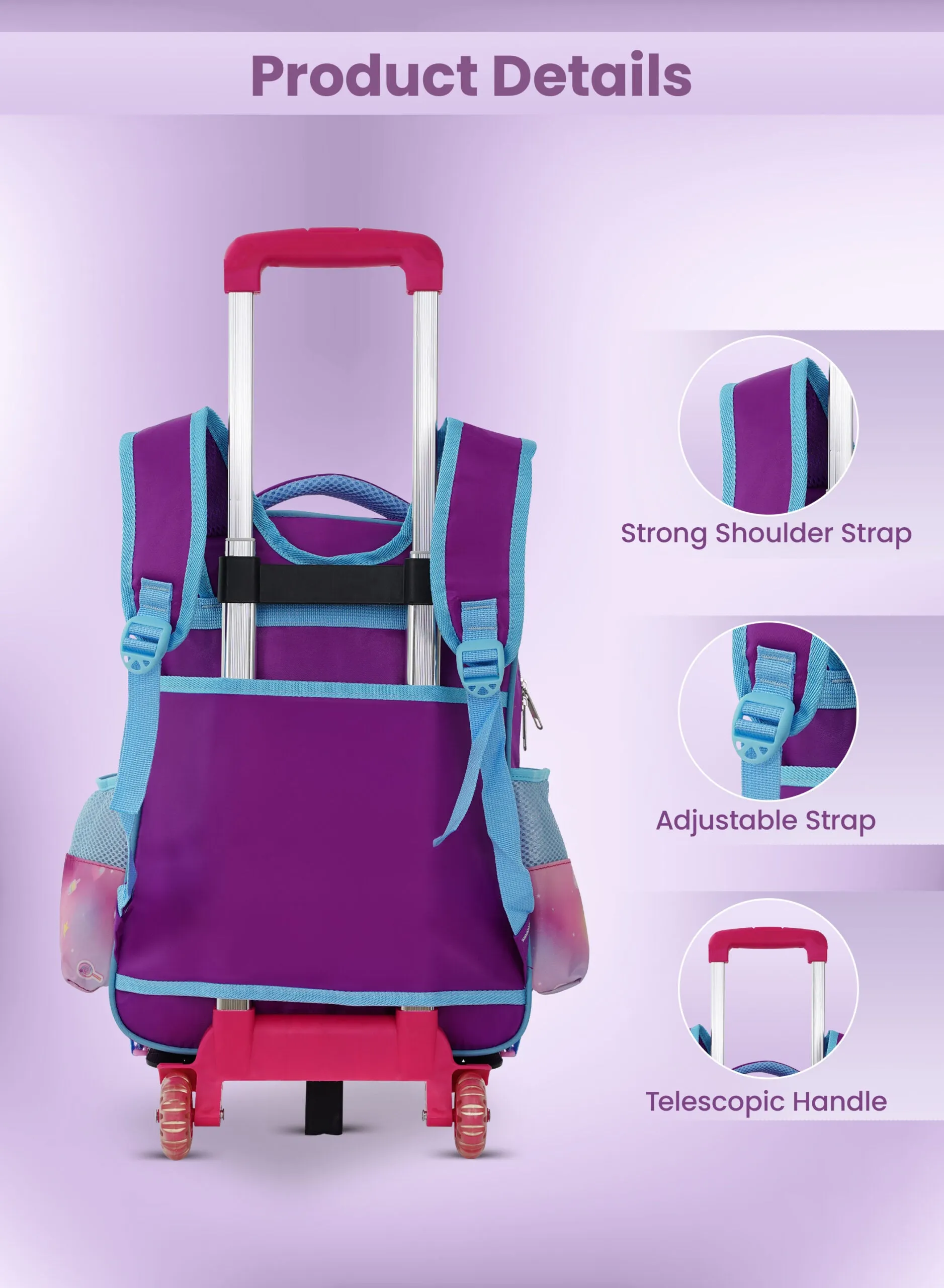 Versatile 3-Piece School Bag Set: Backpack with Trolley, Lunch Box, and Pencil Case