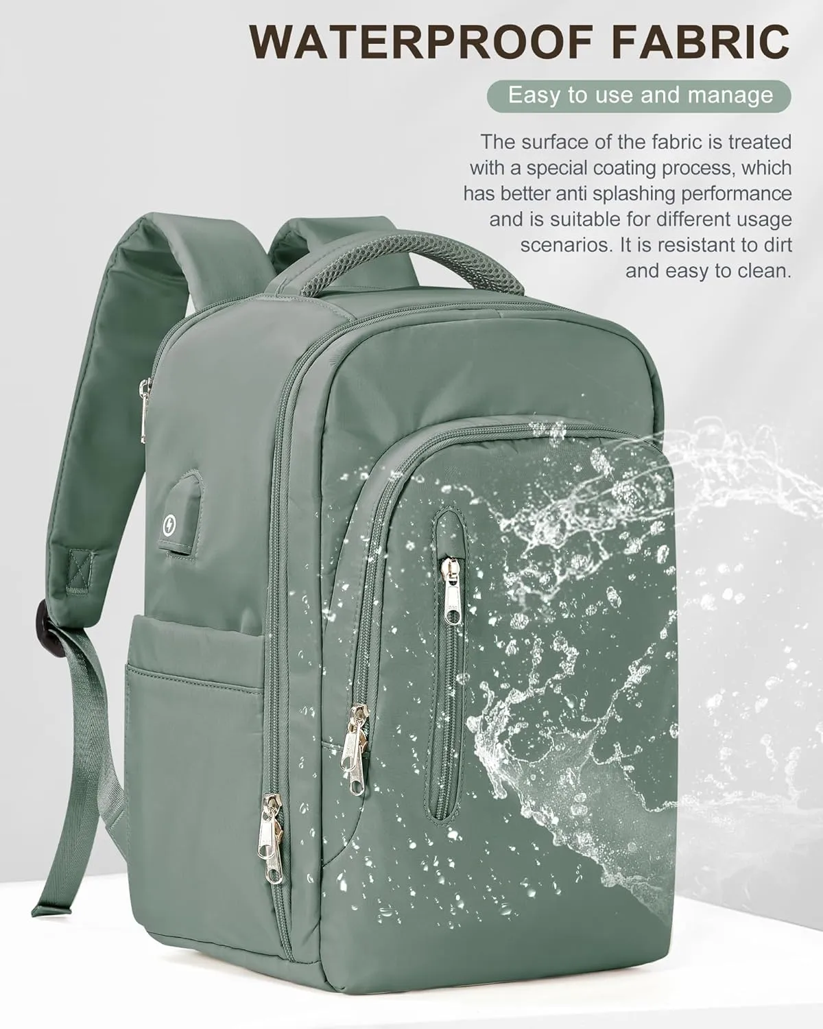VGCUB Large Travel Backpack,Waterproof Laptop Carry on Backpack Purse for Women Men,Gym Hiking Backpack Personal Item Size Casual Daypack Work Business Backpack With USB Charging Port,Green