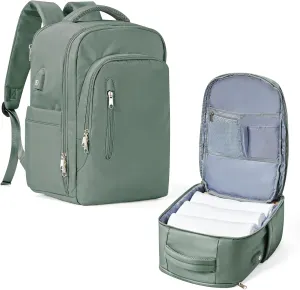 VGCUB Large Travel Backpack,Waterproof Laptop Carry on Backpack Purse for Women Men,Gym Hiking Backpack Personal Item Size Casual Daypack Work Business Backpack With USB Charging Port,Green