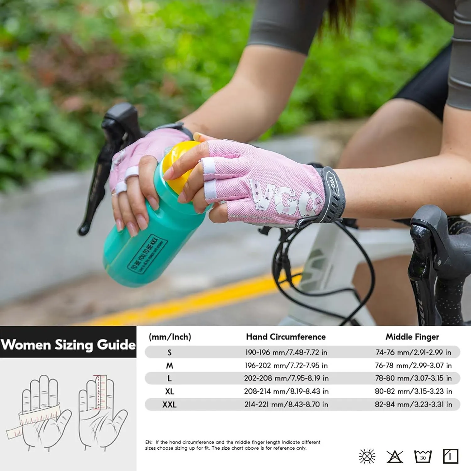 Vgo... Half-Finger Cycling Gloves Man Woman, 4mm XRD Shock Absorption, Anti-Slip Grip for Road/MTB Gym Fitness Training (SL2512)