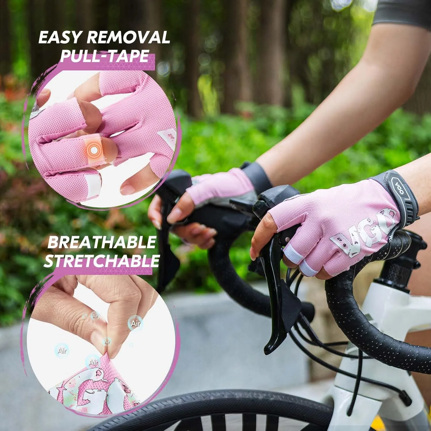 Vgo... Half-Finger Cycling Gloves Man Woman, 4mm XRD Shock Absorption, Anti-Slip Grip for Road/MTB Gym Fitness Training (SL2512)