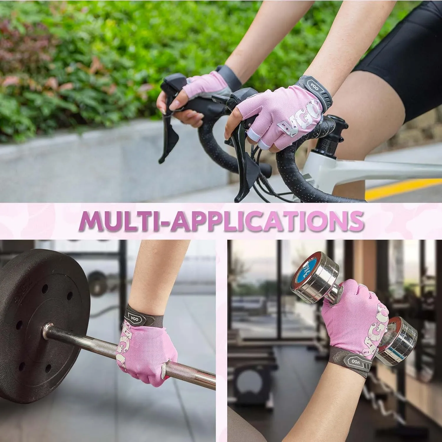 Vgo... Half-Finger Cycling Gloves Man Woman, 4mm XRD Shock Absorption, Anti-Slip Grip for Road/MTB Gym Fitness Training (SL2512)