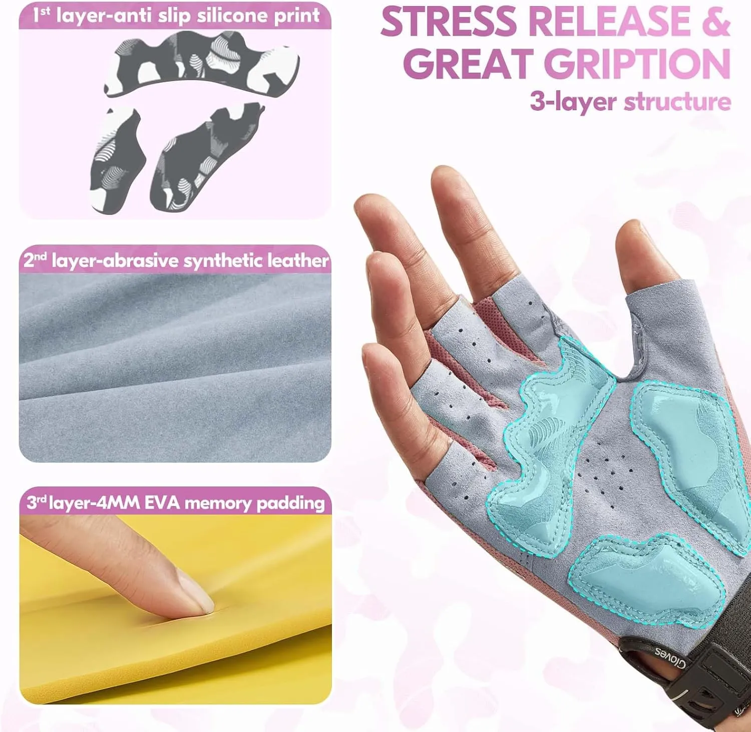 Vgo... Half-Finger Cycling Gloves Man Woman, 4mm XRD Shock Absorption, Anti-Slip Grip for Road/MTB Gym Fitness Training (SL2512)
