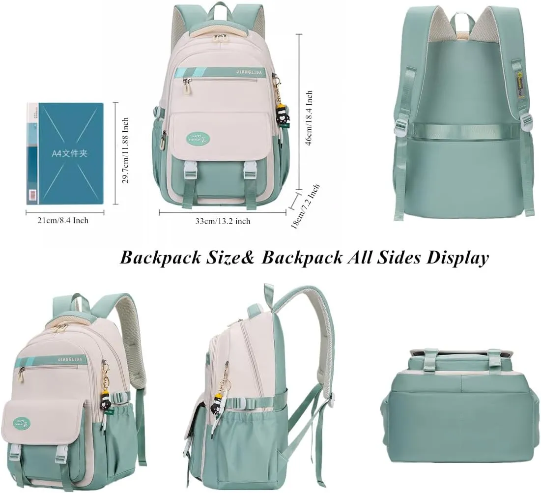 VIDOSCLA Teen Girls' Backpack for School Color-blocking Sports Kids Backpack for Teens Middle School Students Bookbag