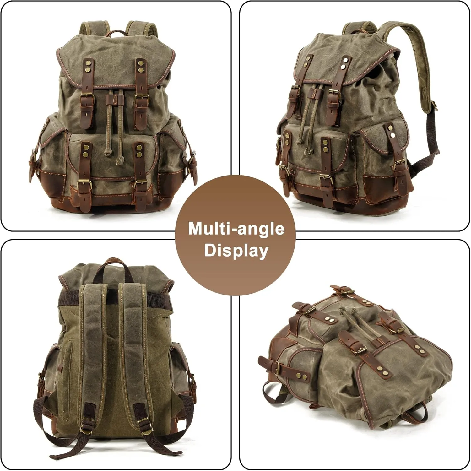 Vintage Backpack for Men and Women, Canvas Large Capacity Carry on Bags Casual Travel Hiking Camping Daypacks