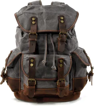 Vintage Backpack for Men and Women, Canvas Large Capacity Carry on Bags Casual Travel Hiking Camping Daypacks