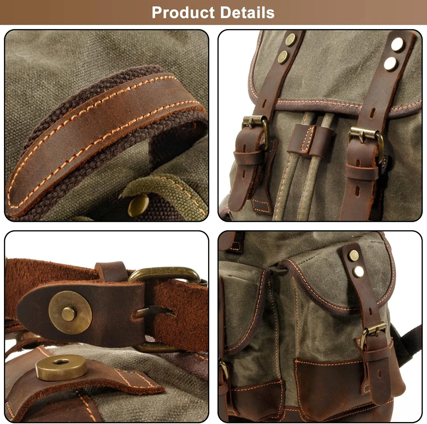 Vintage Backpack for Men and Women, Canvas Large Capacity Carry on Bags Casual Travel Hiking Camping Daypacks
