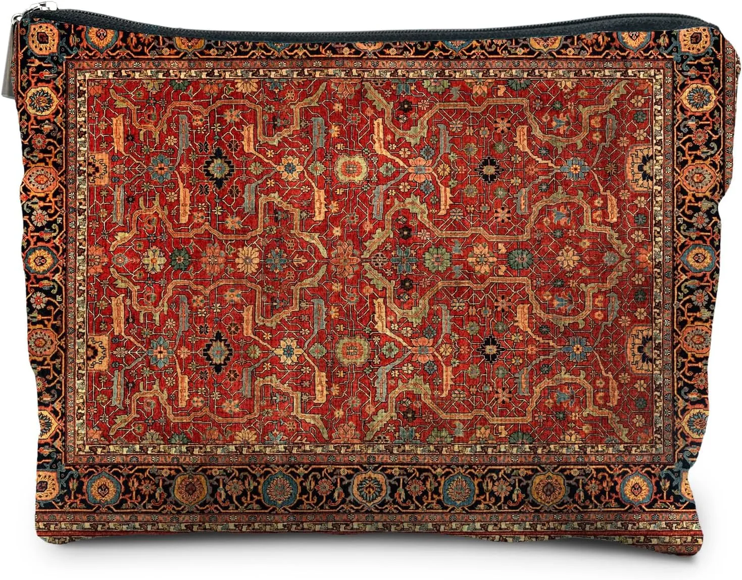 Vintage Boho Tribal Makeup Bag, Traditional Red Rug Style Makeup Bag, Vintage Retro Ethnic Pattern Cosmetic Bag Gifts for Women Friends
