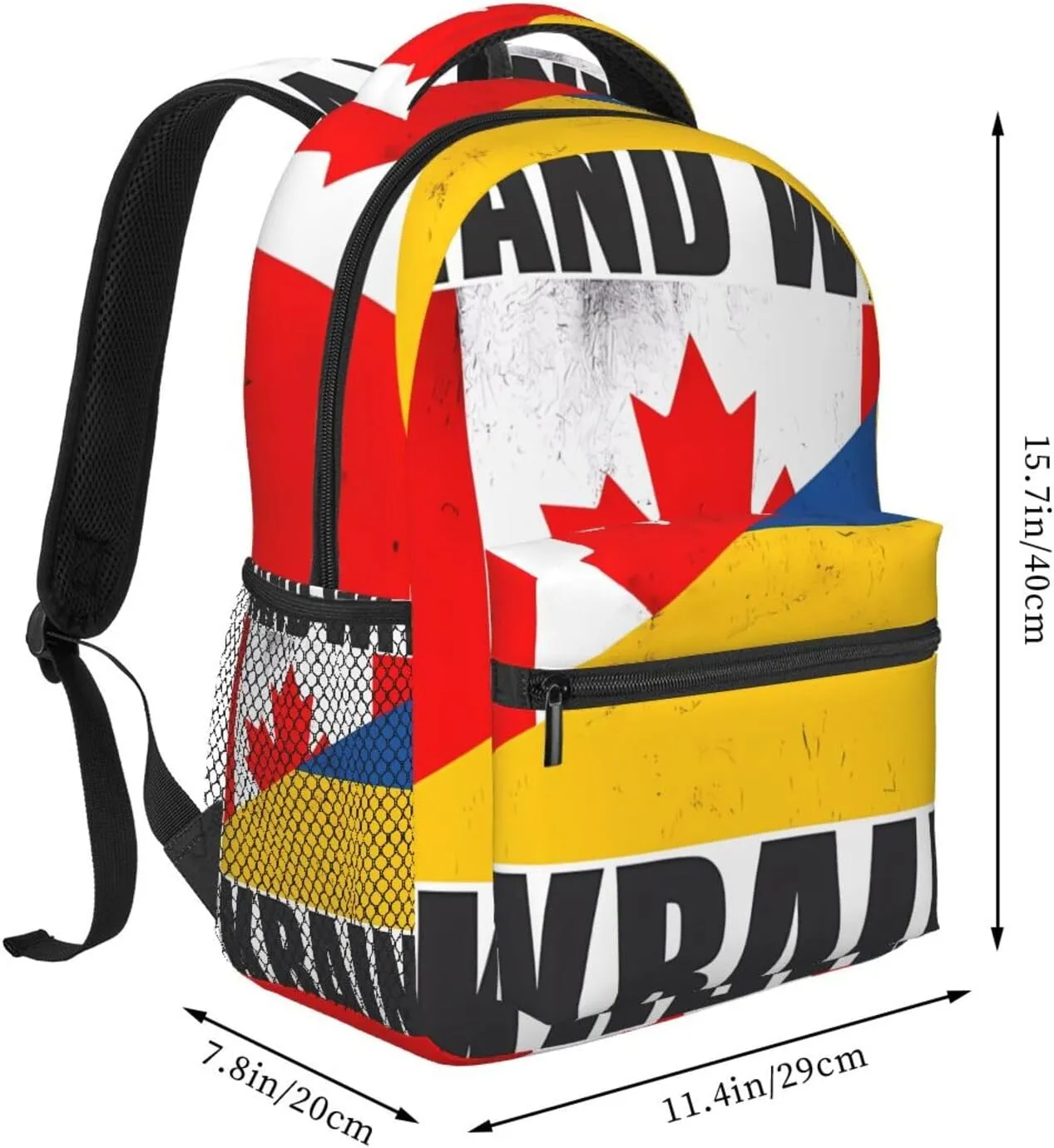 Vintage Canada Ukraine Flag Backpack Casual Laptop Backpack Double Shoulder Bag Lightweight Backpack For Women Men Travel