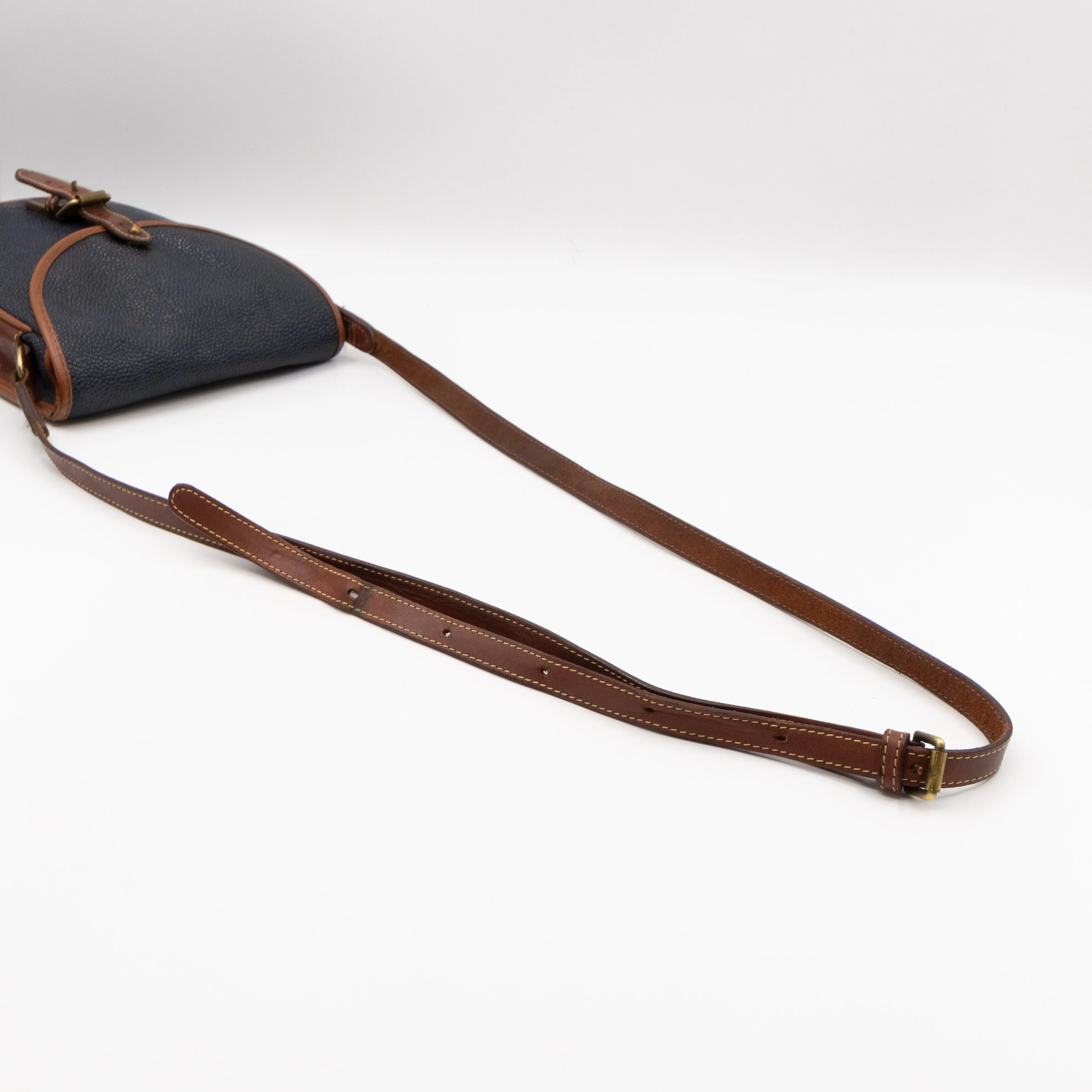 Vintage Crossbody Bag Blue Leather