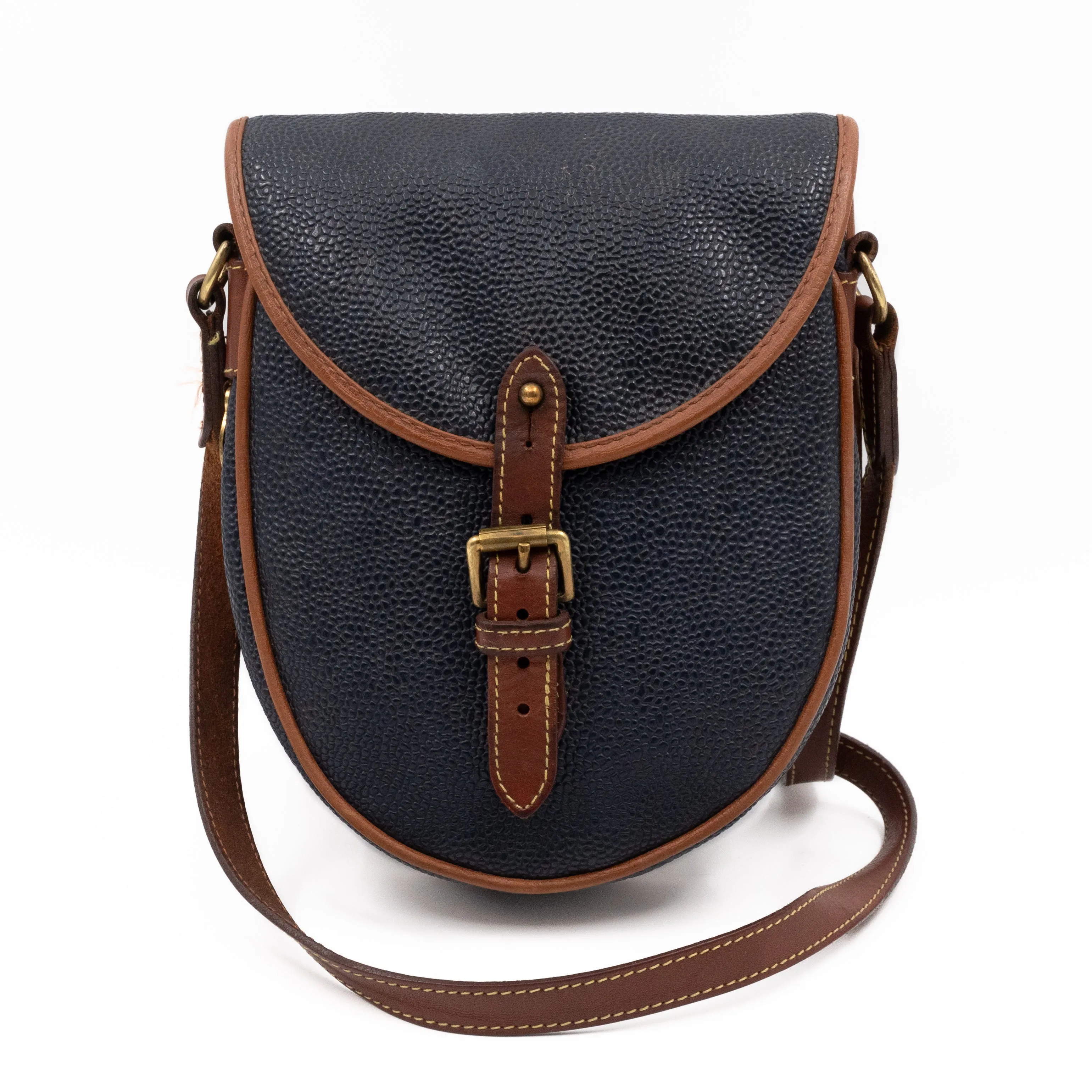 Vintage Crossbody Bag Blue Leather