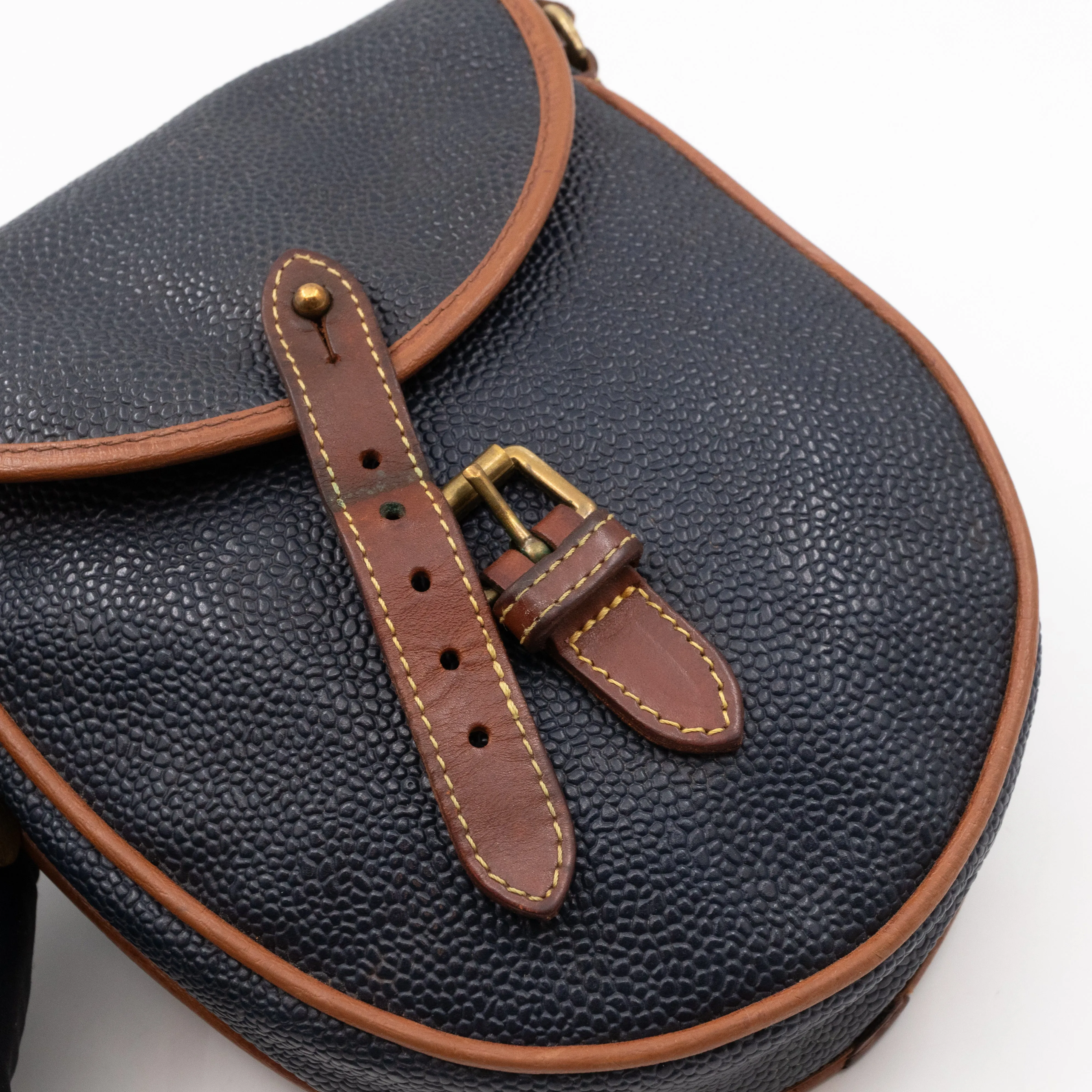 Vintage Crossbody Bag Blue Leather