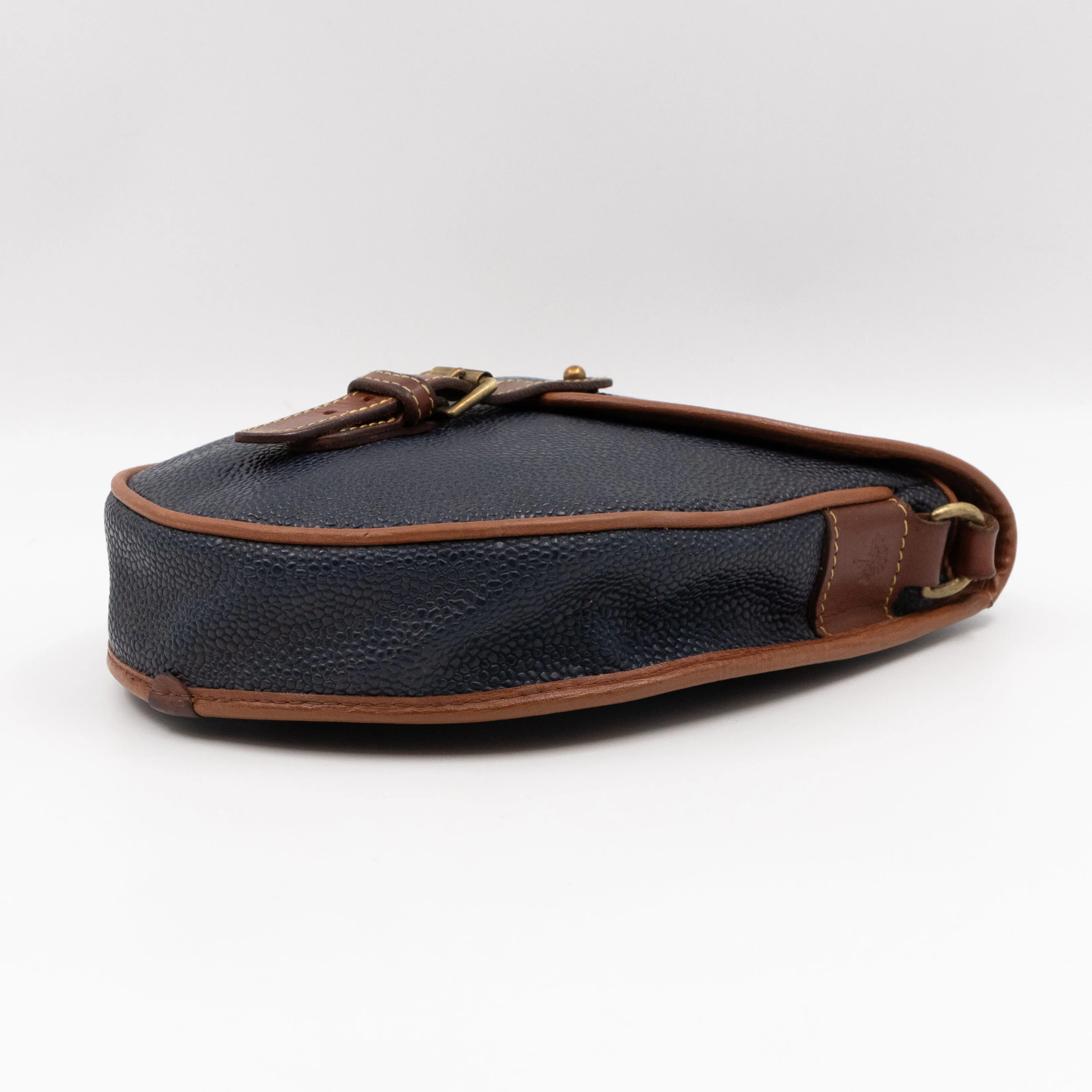 Vintage Crossbody Bag Blue Leather