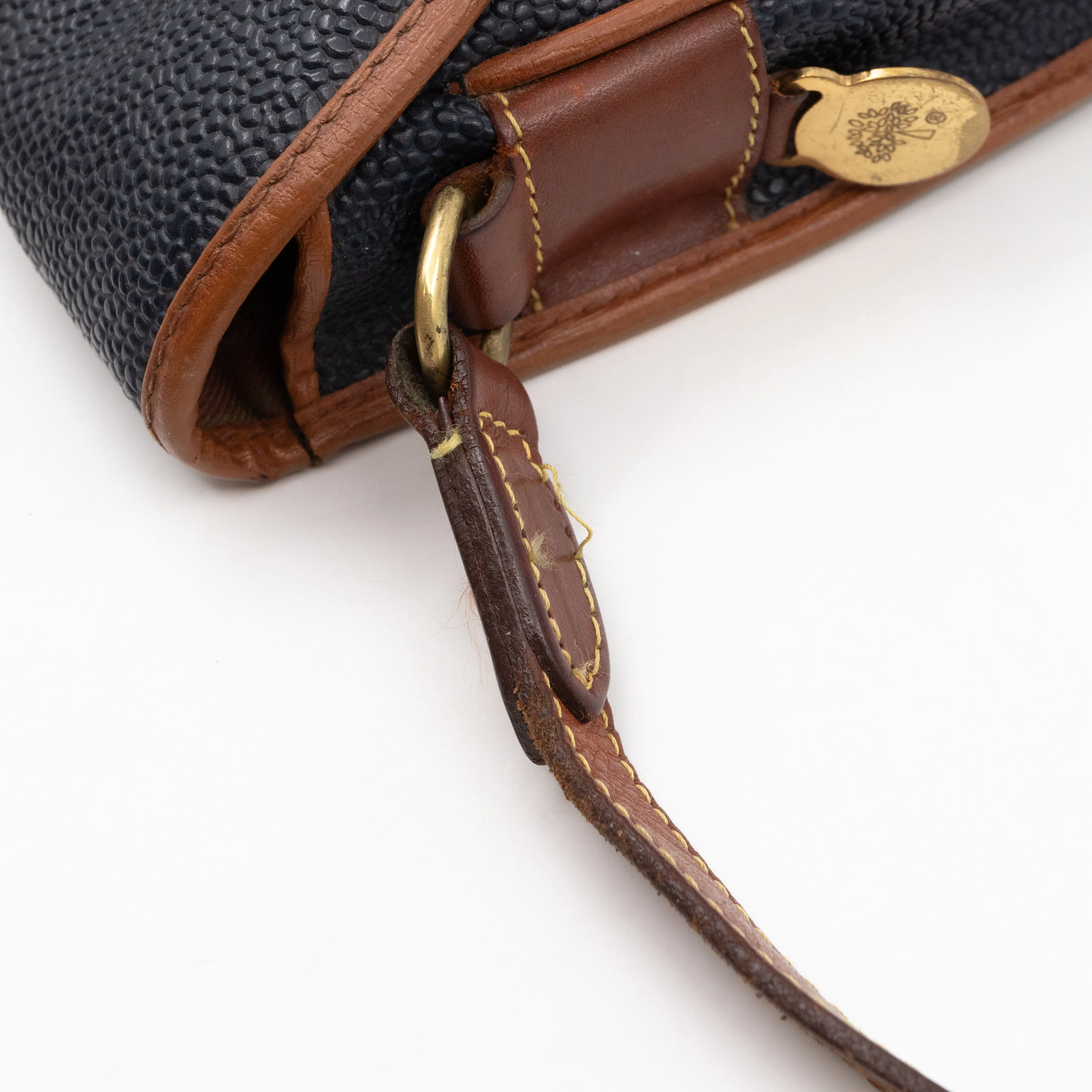 Vintage Crossbody Bag Blue Leather
