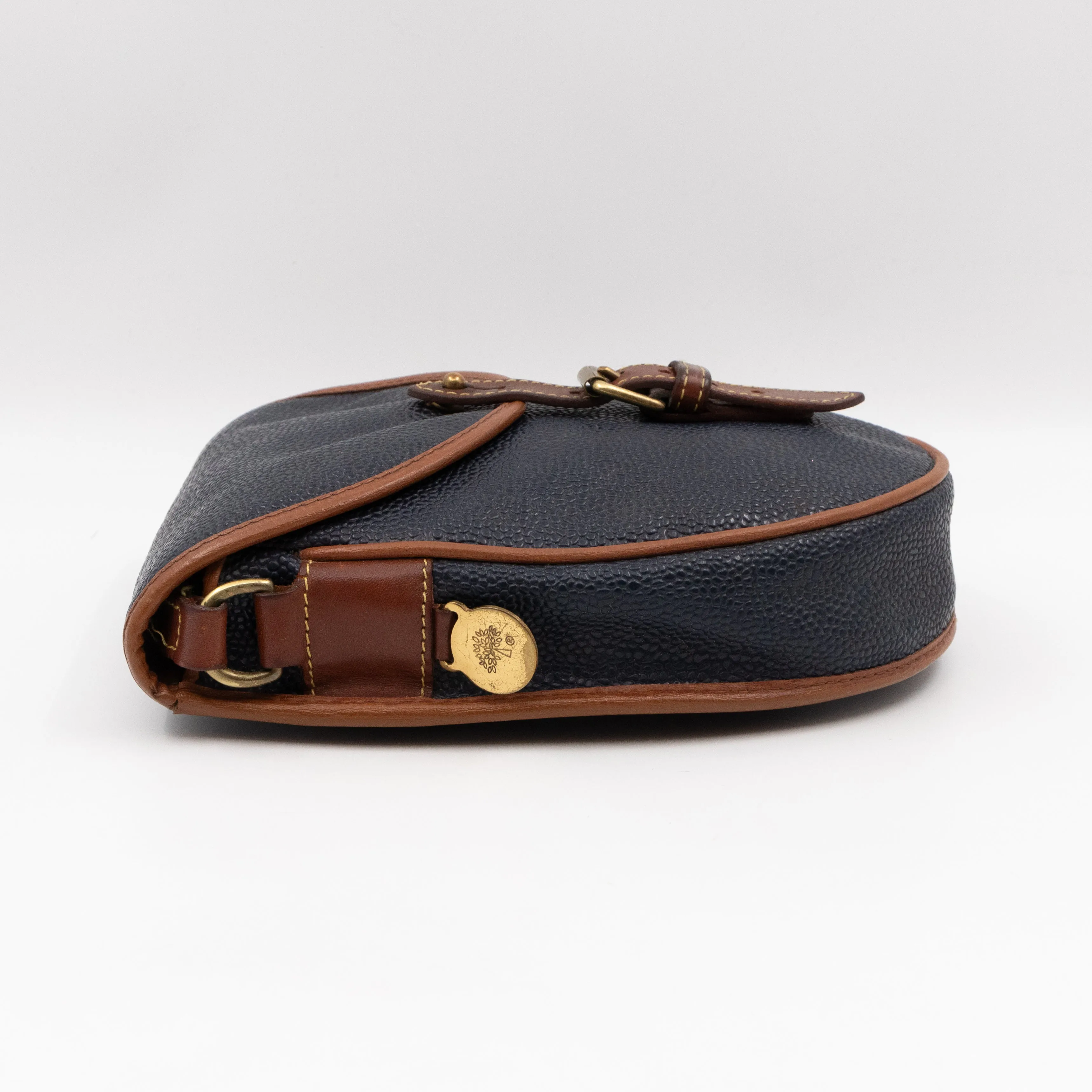 Vintage Crossbody Bag Blue Leather
