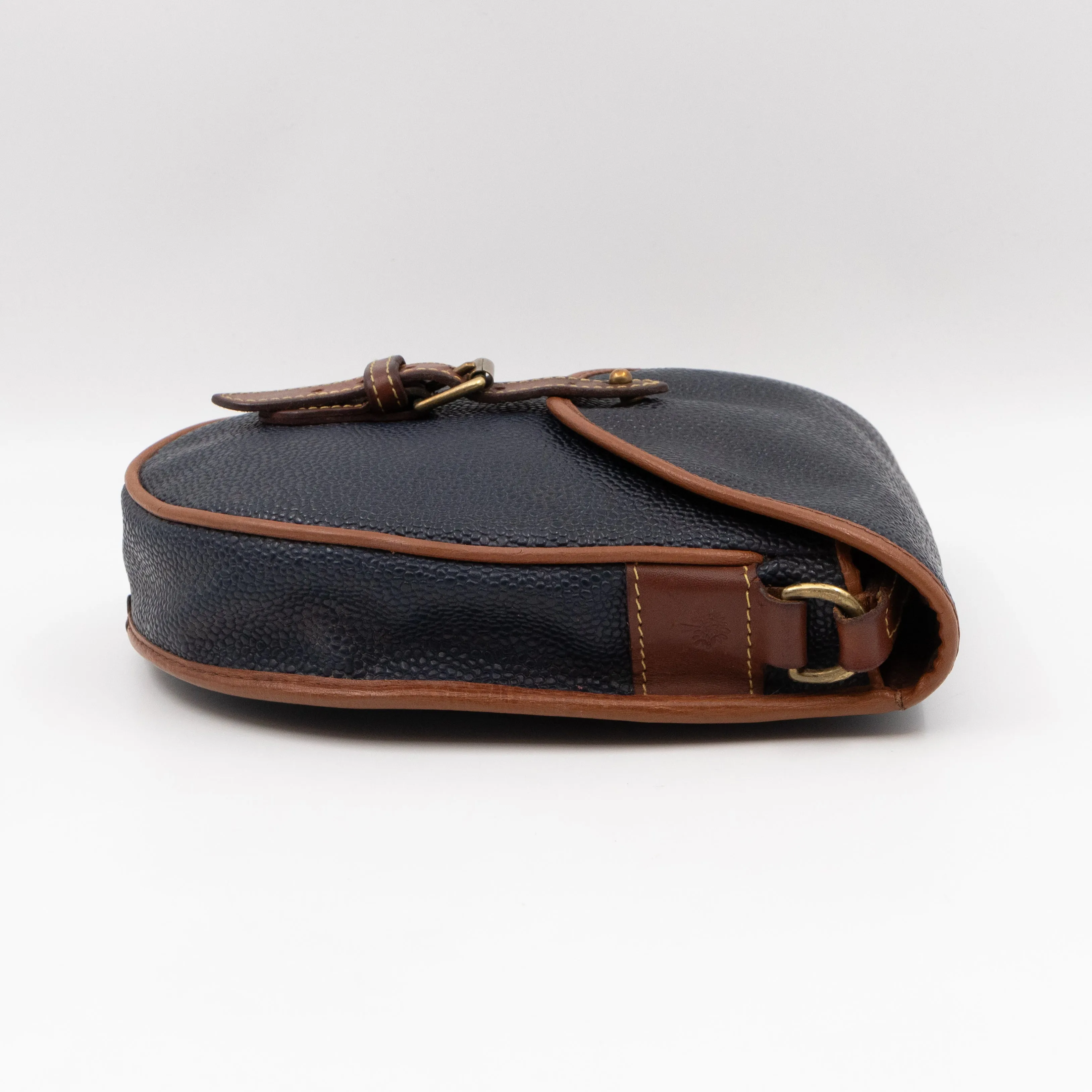 Vintage Crossbody Bag Blue Leather