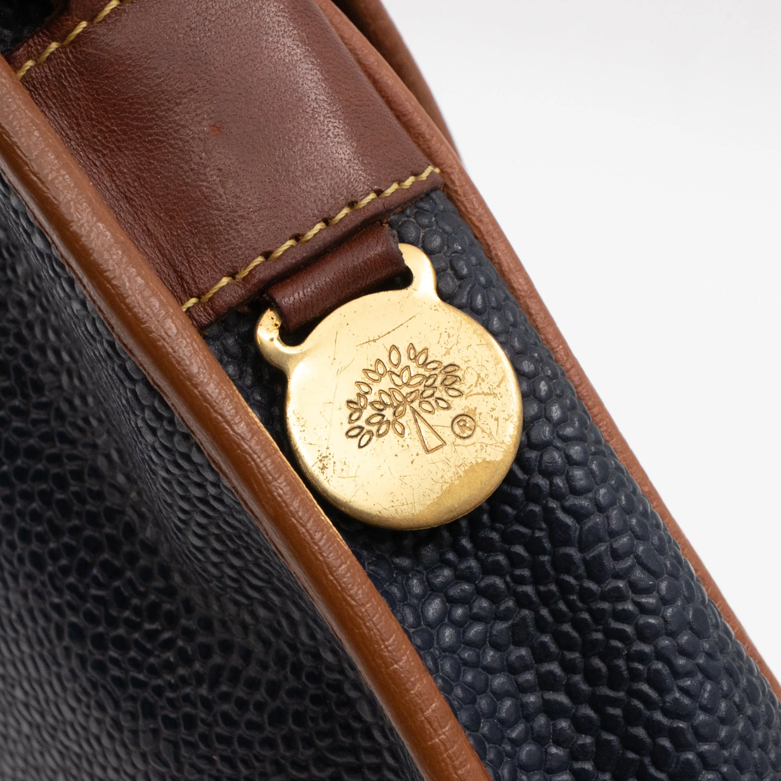 Vintage Crossbody Bag Blue Leather