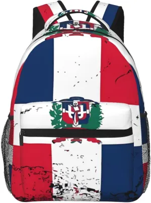 Vintage Dominican Republic Flag Backpack Casual Laptop Backpack Double Shoulder Bag Lightweight Backpack For Women Men Travel