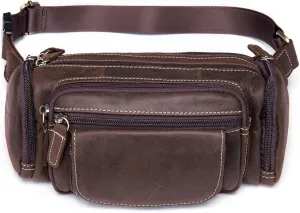 Vintage Large Capacity Outdoor Waist Pack First Layer Men's Waist Pack Crossbody Bag Shoulder(white-Patch five-pointed star4)
