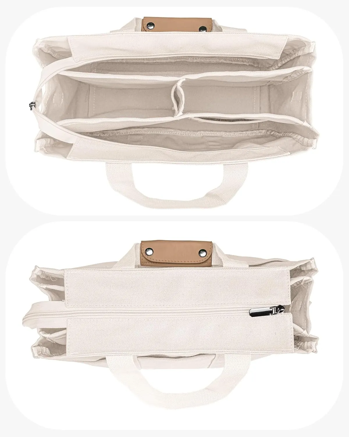 VOFANK Canvas Tote Bag for Women with Zipper and Compartments Large Work Bible Bag Crossbody Shoulder Bag Travel Handbag