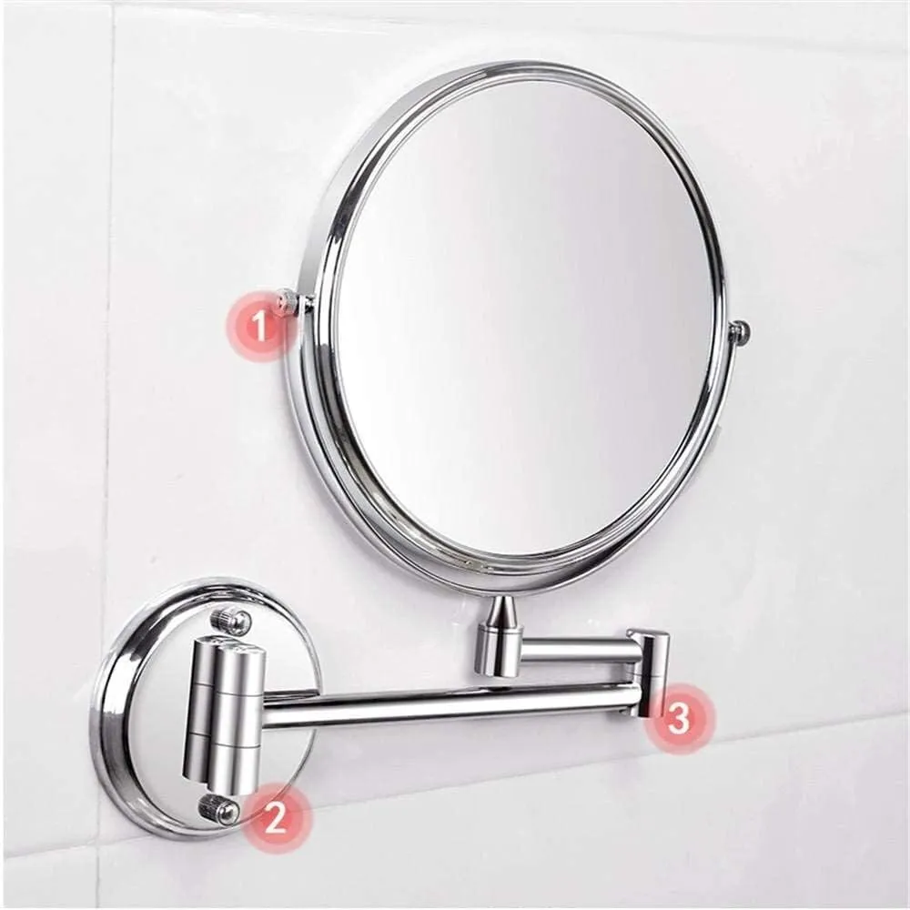 Wall-Mounted Cosmetic Hotel Bathroom Folding Telescopic Shaving 3 Times Magnification Double-Sided(6 inch Titanium)