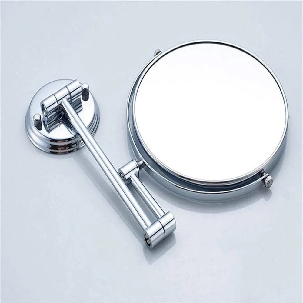 Wall-Mounted Cosmetic Hotel Bathroom Folding Telescopic Shaving 3 Times Magnification Double-Sided(6 inch Titanium)