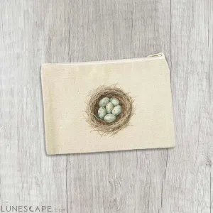 Watercolor Robins' Nest - Spring Canvas Zipper Pouch