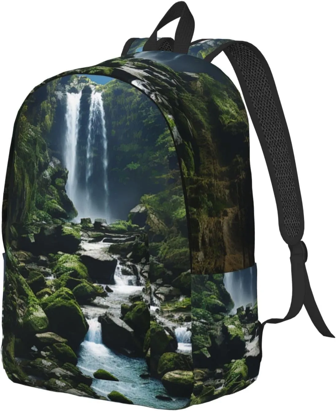 Waterfall Cliff Large Canvas Backpack Lightweight Adjustable Laptop Bag Casual Backpack For Travel Work Medium