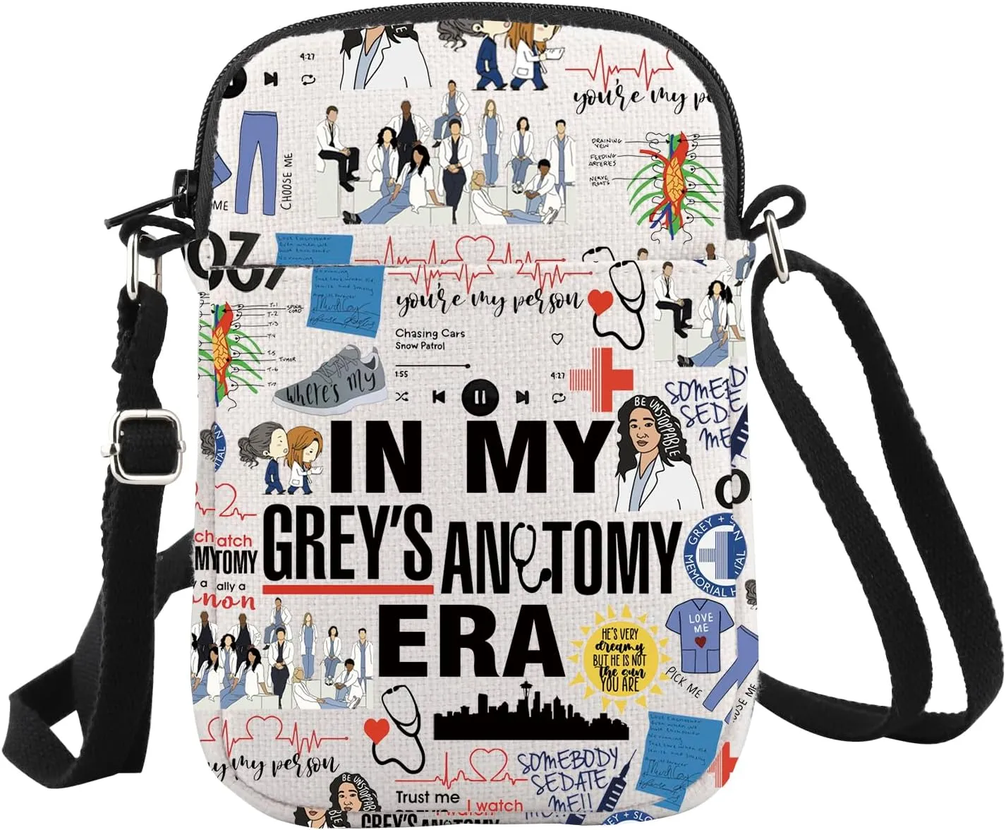 WCGXKO Medical Drama Tv Show Gift In My Grey Era Crossbody Bag Doctor Themed Tv Series Gift